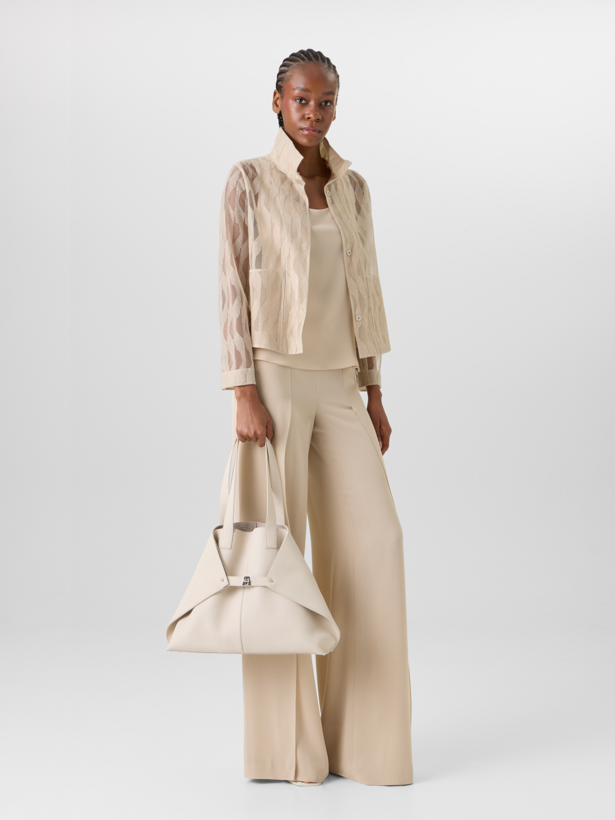 Designer Ai Medium Shoulder Tote - Beige #editorial