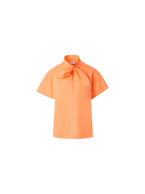 Designer Baumwollbluse mit Kragenknoten - Orange
