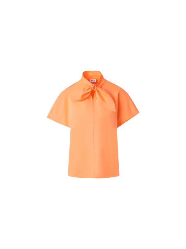 Designer Baumwollbluse mit Kragenknoten - Orange