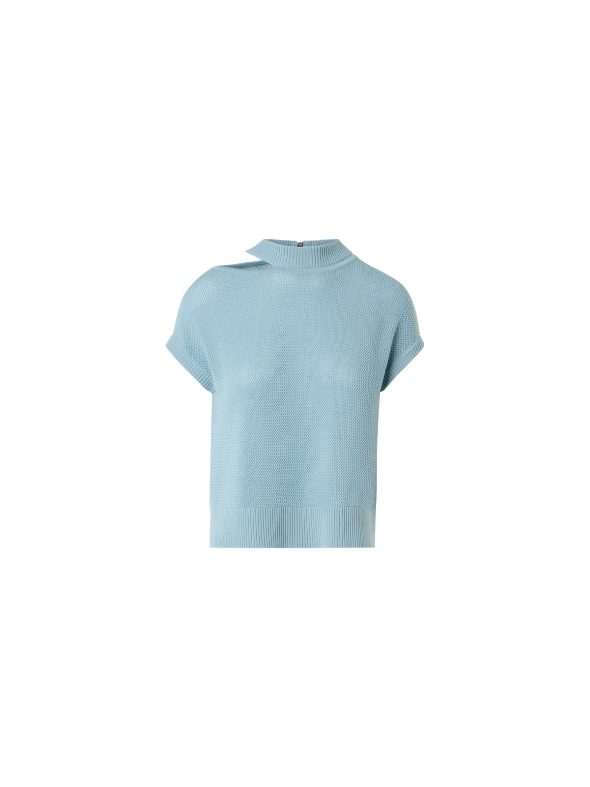 Designer Leichter Merinowolle-Mesh-Pullover - Blau
