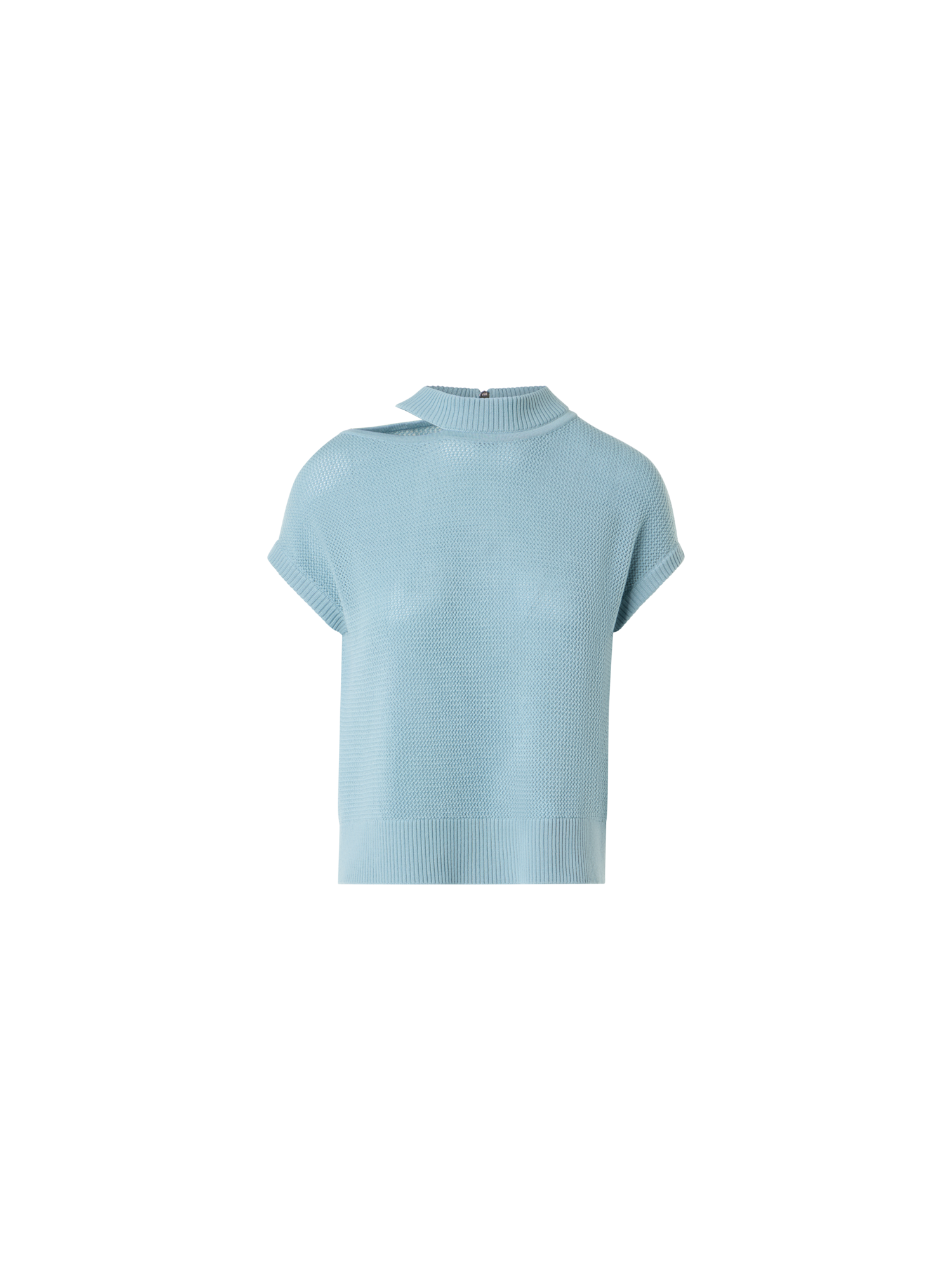 Designer Leichter Merinowolle-Mesh-Pullover - Blau