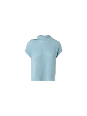 Designer Leichter Merinowolle-Mesh-Pullover - Blau