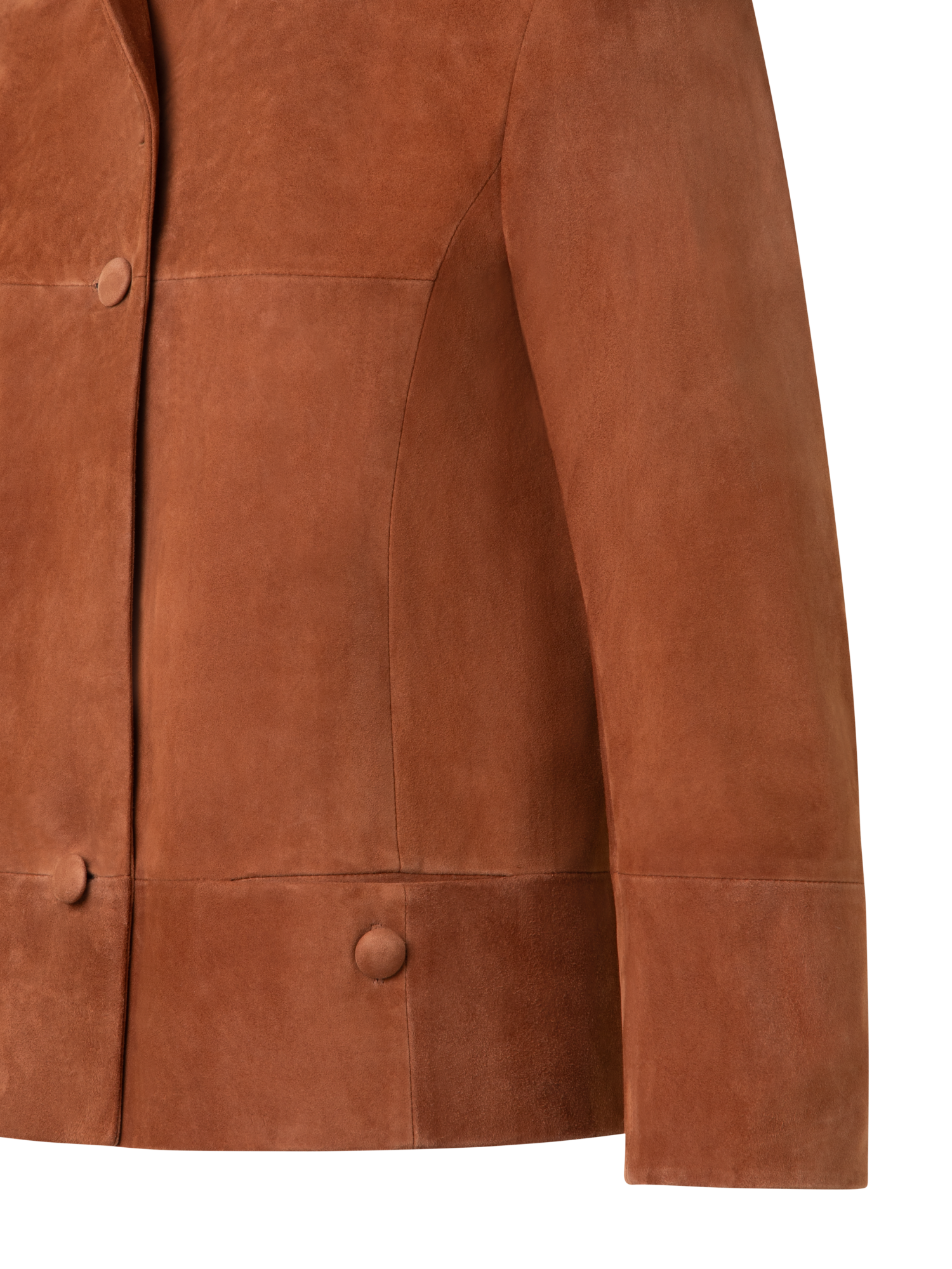 Designer Kurze Lederjacke mit Strickkragen - Braun