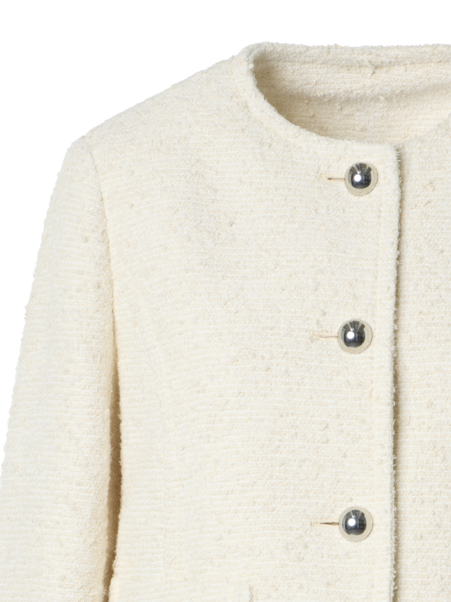 Designer Kastige Sommer-Jacke aus Bouclé-Baumwolle - Ecru