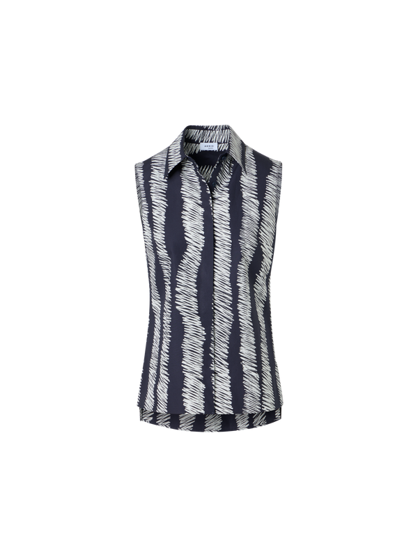 Designer Baumwollbluse mit Scribble-Wave-Druck - Bunt