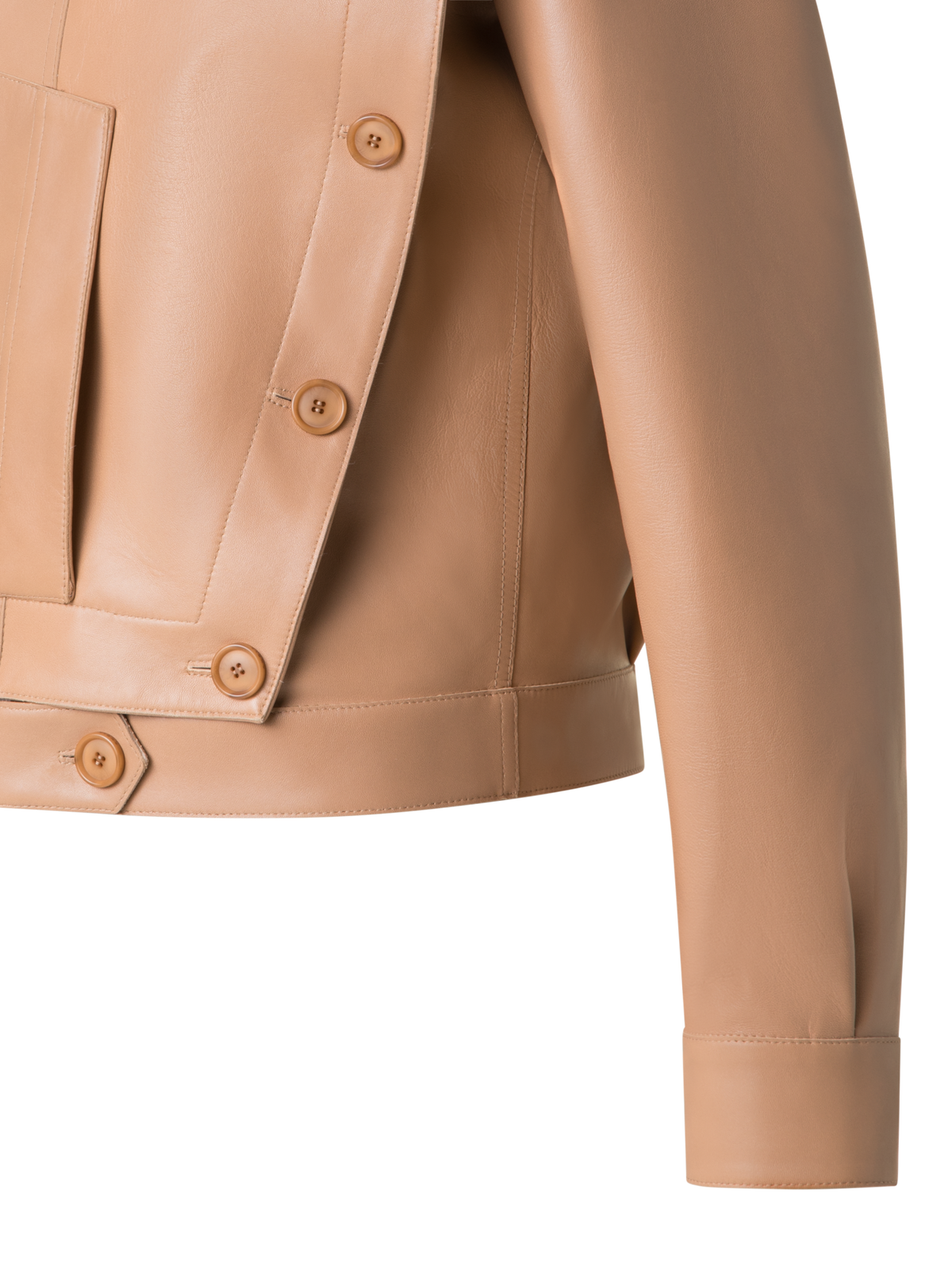 Designer Asymmetrische Trench-Lederjacke - Beige
