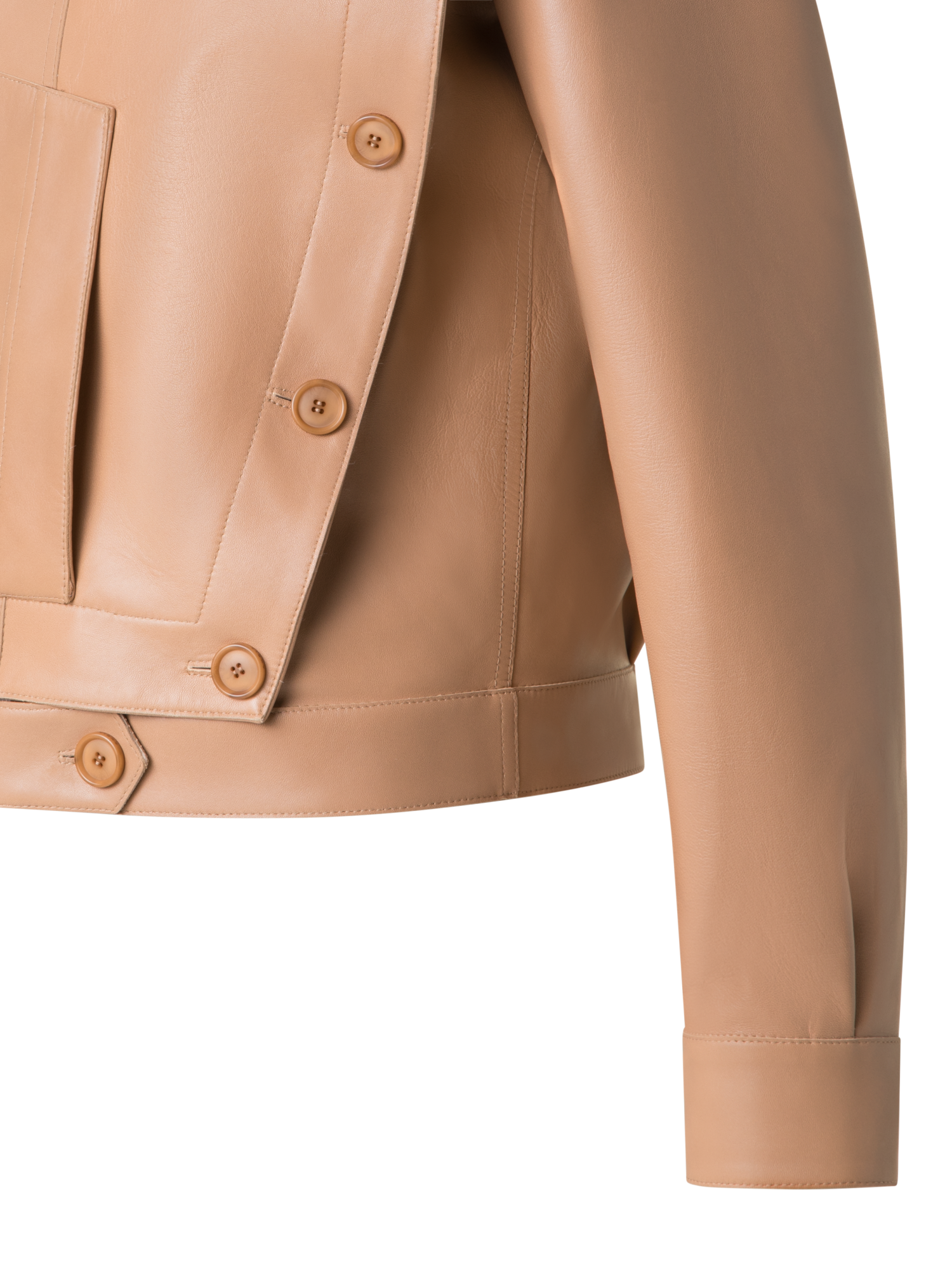 Designer Asymmetrische Trench-Lederjacke - Beige