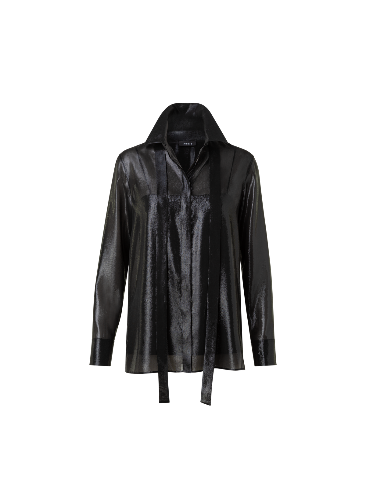 Designer Tunika-Bluse aus Seiden-Lurex-Mischung - Schwarz