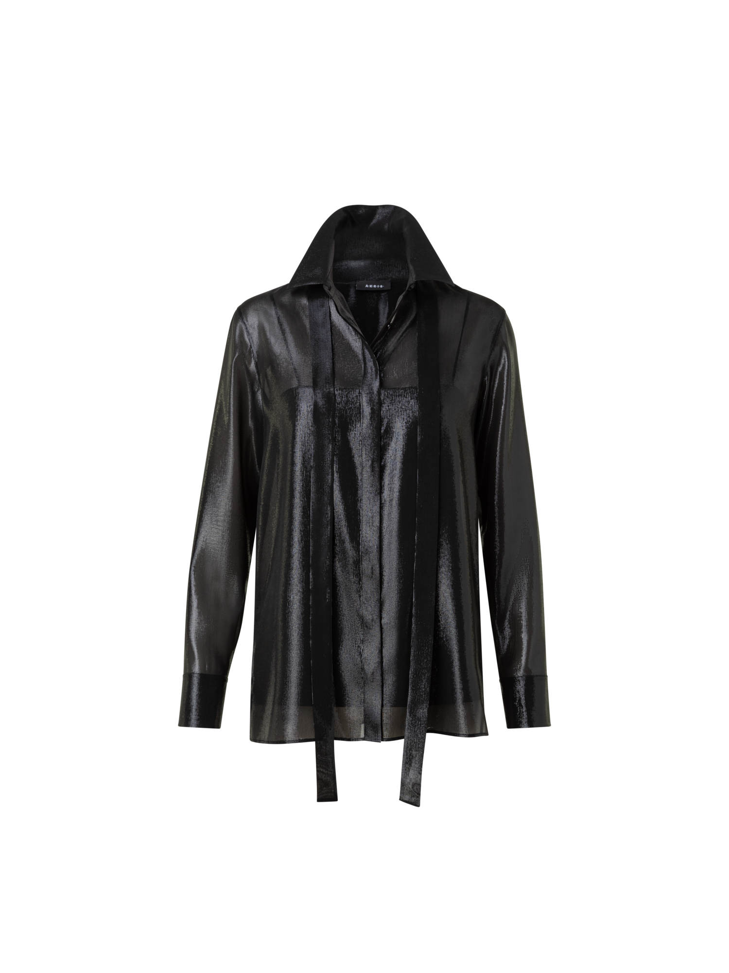 Designer Tunika-Bluse aus Seiden-Lurex-Mischung - Schwarz