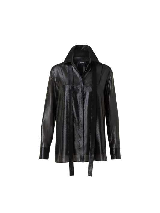 Designer Tunika-Bluse aus Seiden-Lurex-Mischung - Schwarz