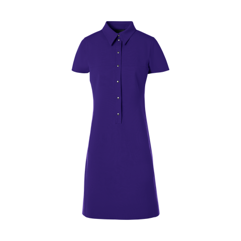 Kurzärmeliges Polokleid aus Baumwoll-Seide-Stretch-Doubleface