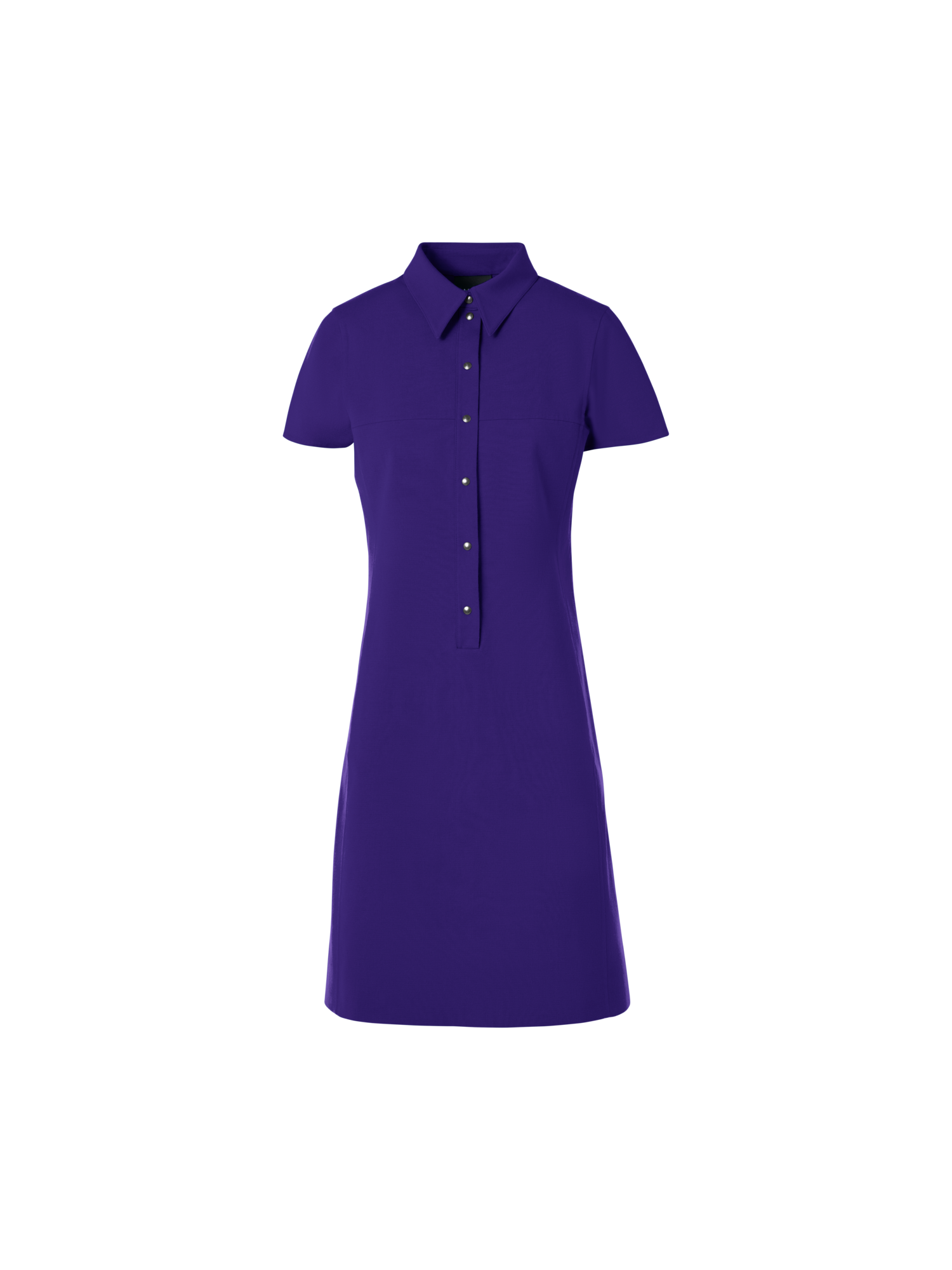 Designer Kurzärmeliges Polokleid aus Baumwoll-Seide-Stretch-Doubleface - Violett