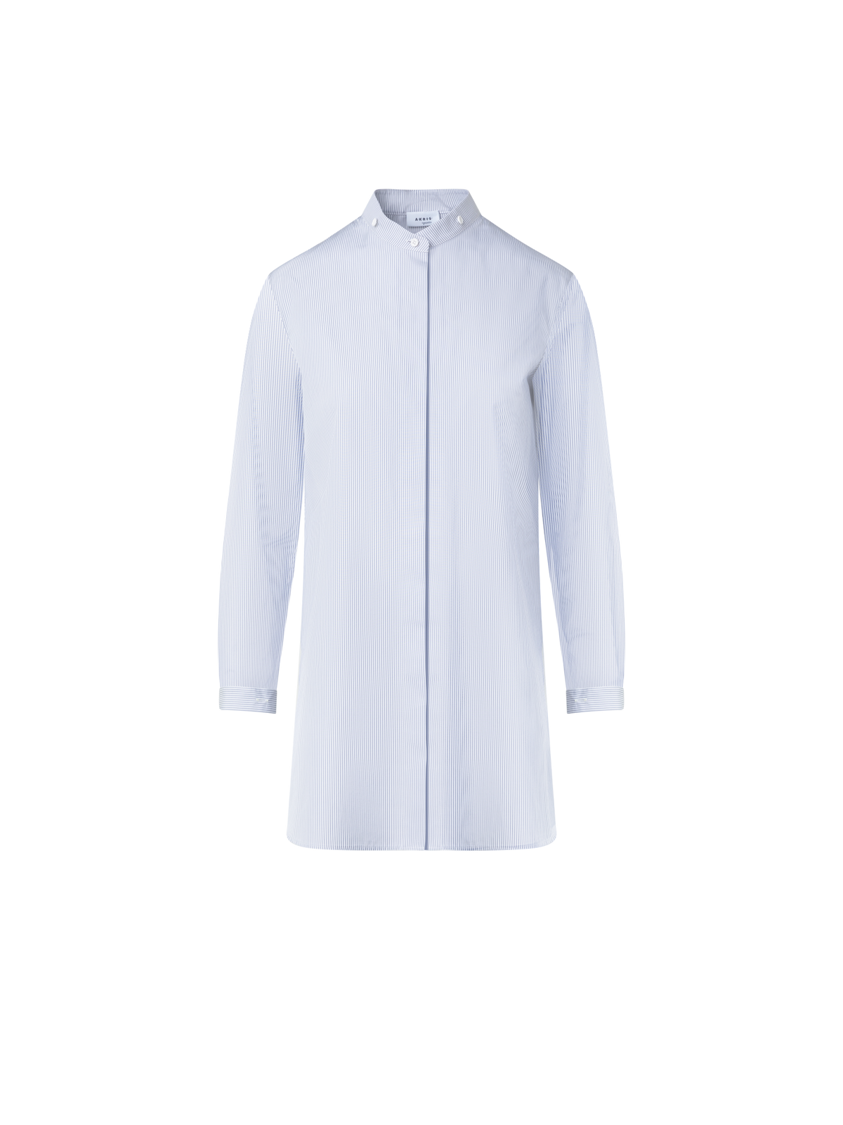 Designer Bluse mit abnehmbarem Kragen & Manschetten - Blau - Bunt