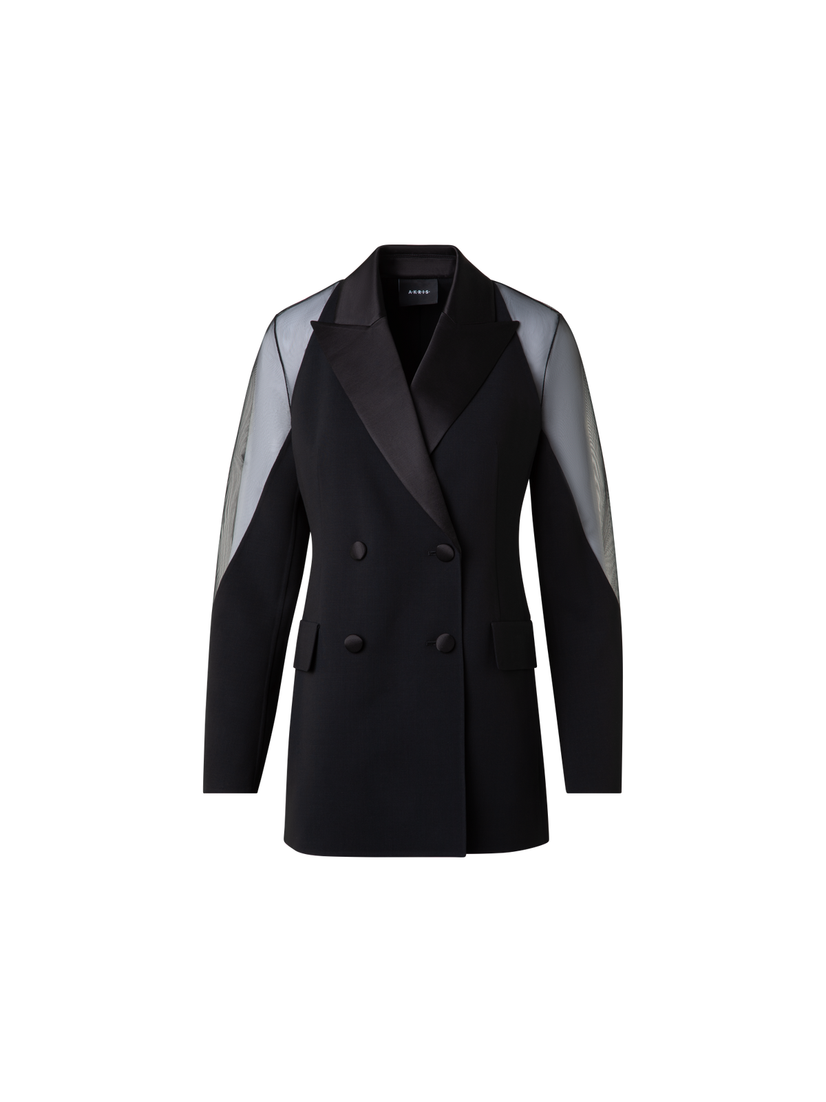 Designer Smokingjacke mit transparenten Schultern