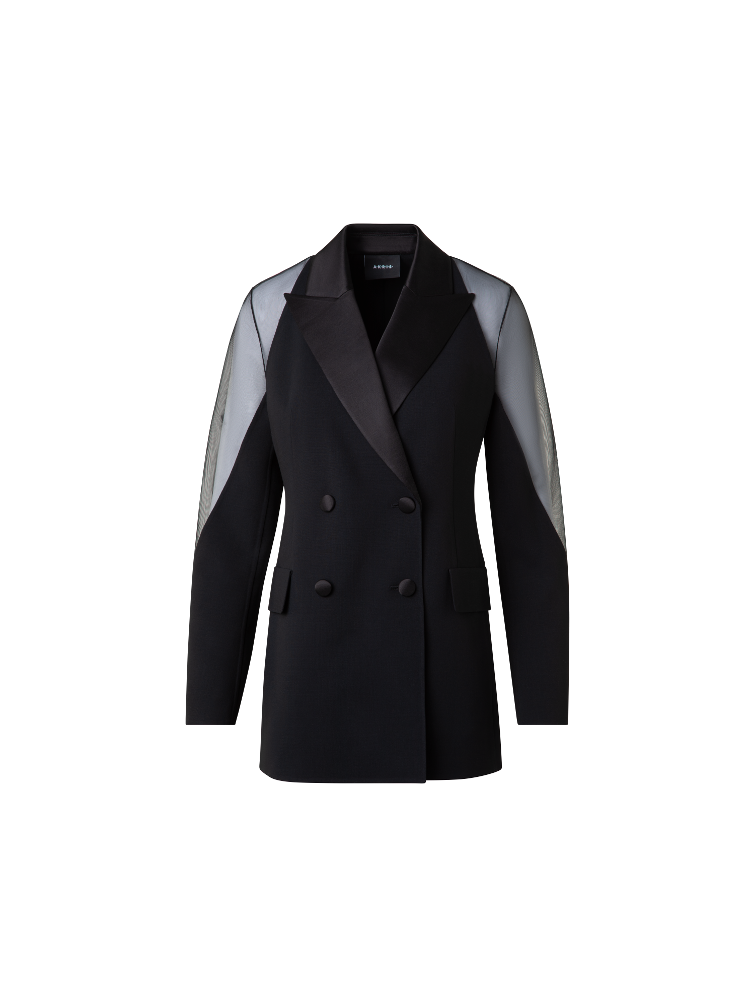 Designer Smokingjacke mit transparenten Schultern