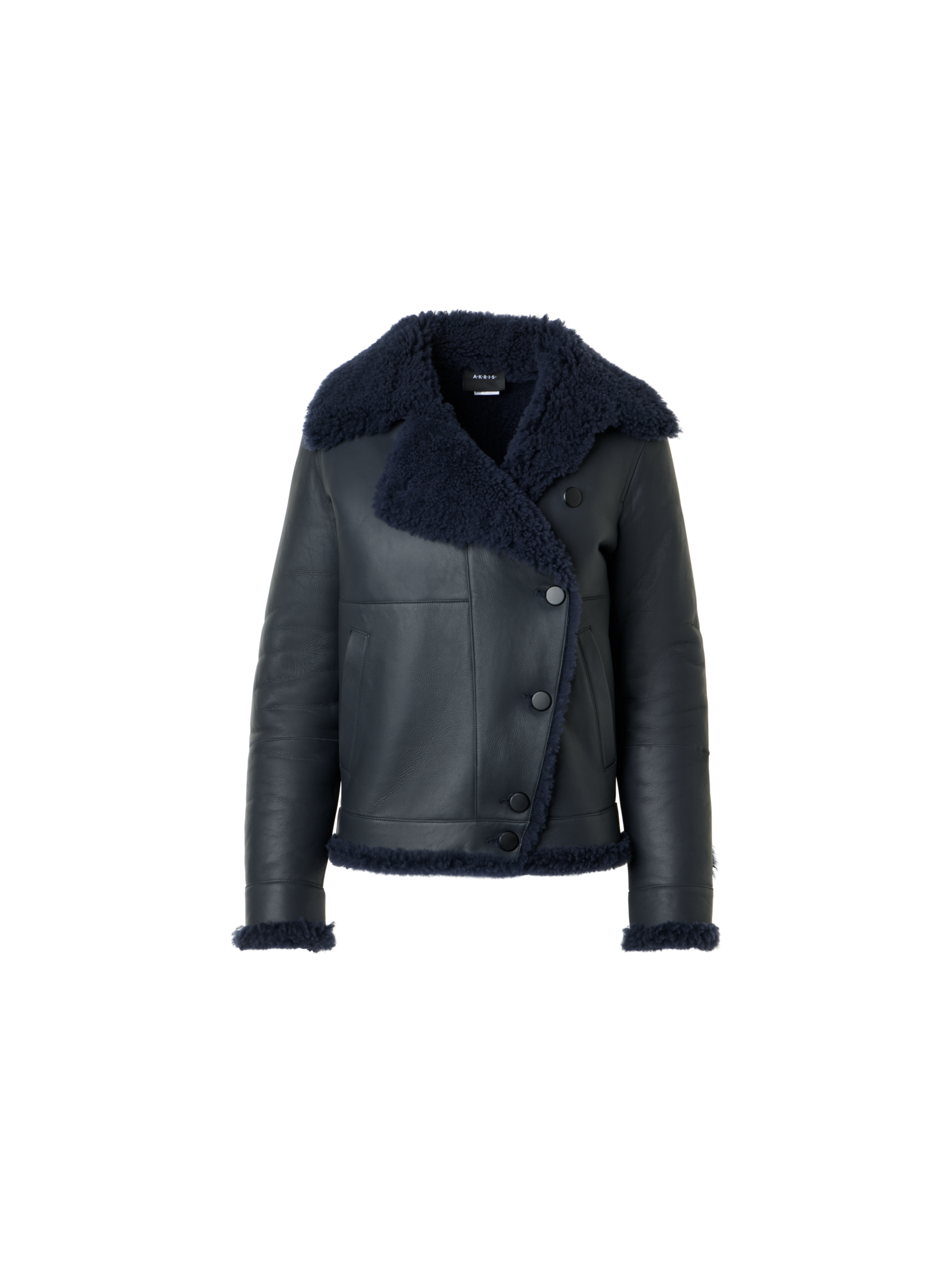 Designer Oversize Lammfell Jacke in Curly Merinillo - Schwarz