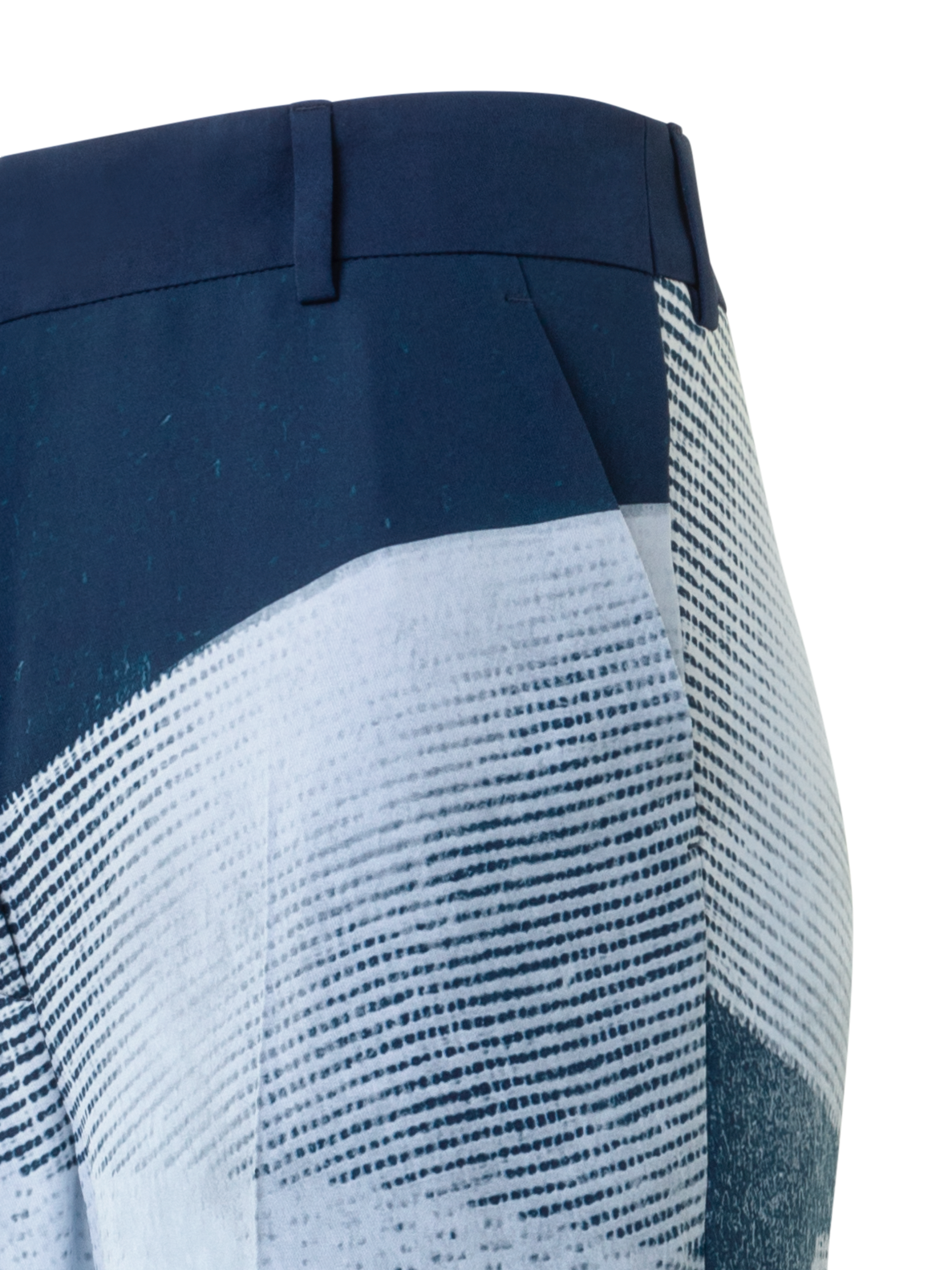 Designer Weite gerade Seidenhose im Zigzag Print - Dunkelblau - Blau - Bunt