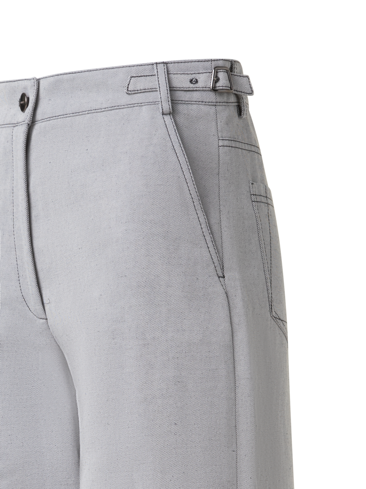 Designer Weite Hose aus Baumwoll-Denim-Stretch - Schwarz - Grau