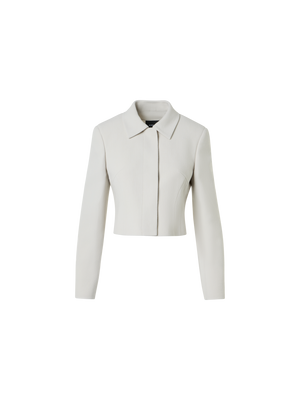 Designer Kurze Doubleface-Jacke aus Woll-Crêpe - Grau