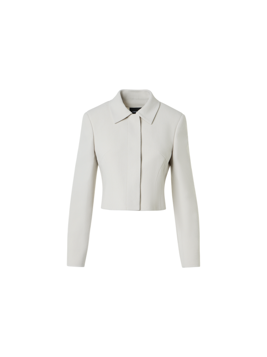 Designer Kurze Doubleface-Jacke aus Woll-Crêpe - Grau