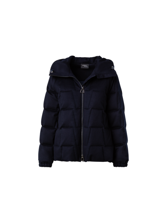 Designer Trapezförmig gesteppter Kaschmir-Parka - Dunkelblau - Blau