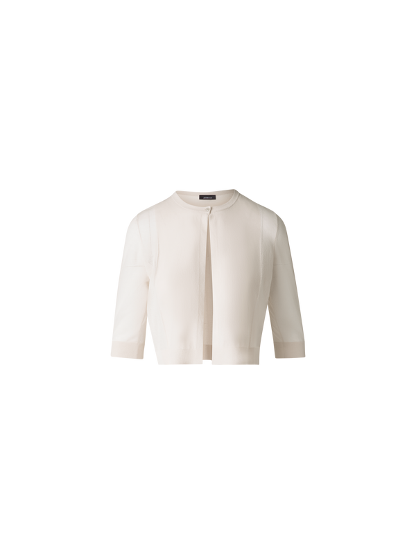 Designer Kurzer halbtransparenter Cardigan - Ecru - Weiss