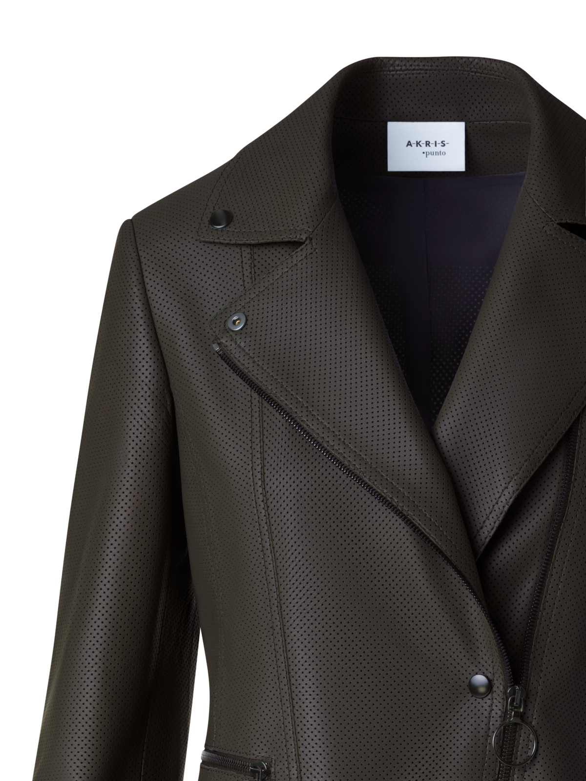 Designer Kurze Taillierte Leder Biker Jacke - Braun