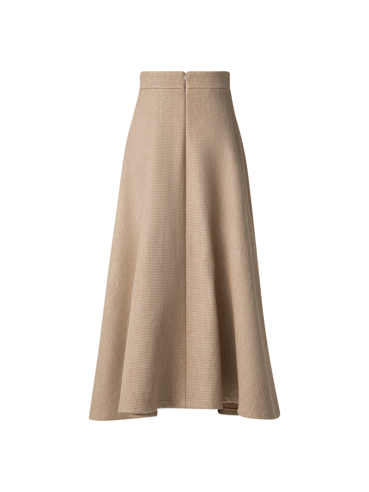 Designer Midirock in A-Linie aus weichem Baumwoll-Raffia - Beige