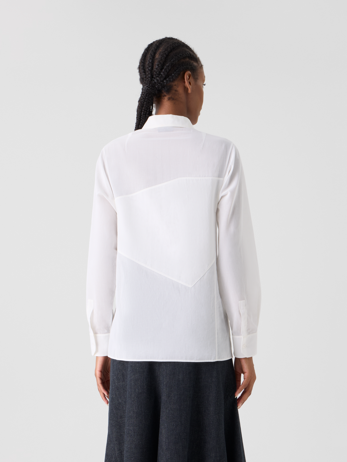 Designer Baumwollbluse mit Polygon-Einsatz - Weiss #editorial