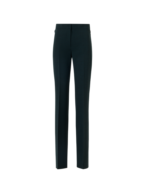 Designer Gerade Hose aus Woll-Double-Face - Grün