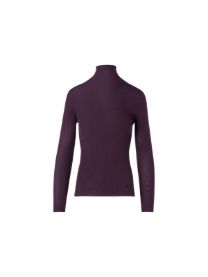 Designer Feinripp-Pullover aus Kaschmirseide mit Stehkragen - Rot