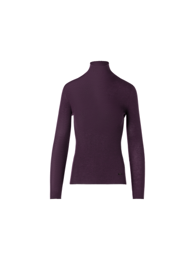 Designer Feinripp-Pullover aus Kaschmirseide mit Stehkragen - Rot
