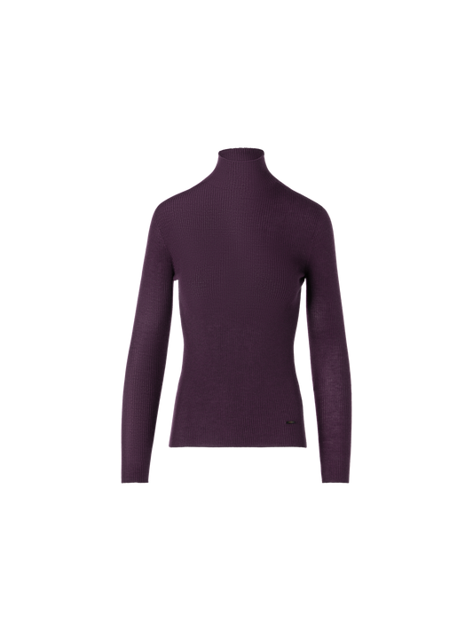 Designer Feinripp-Pullover aus Kaschmirseide mit Stehkragen - Rot