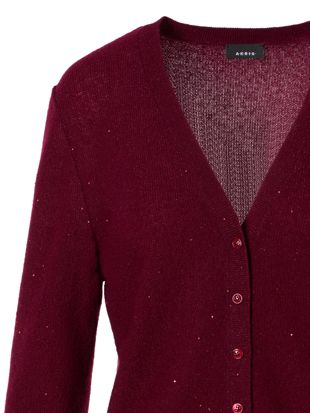 Designer Cardigan aus Kaschmir-Lamé mit feinen Pailletten - Rot