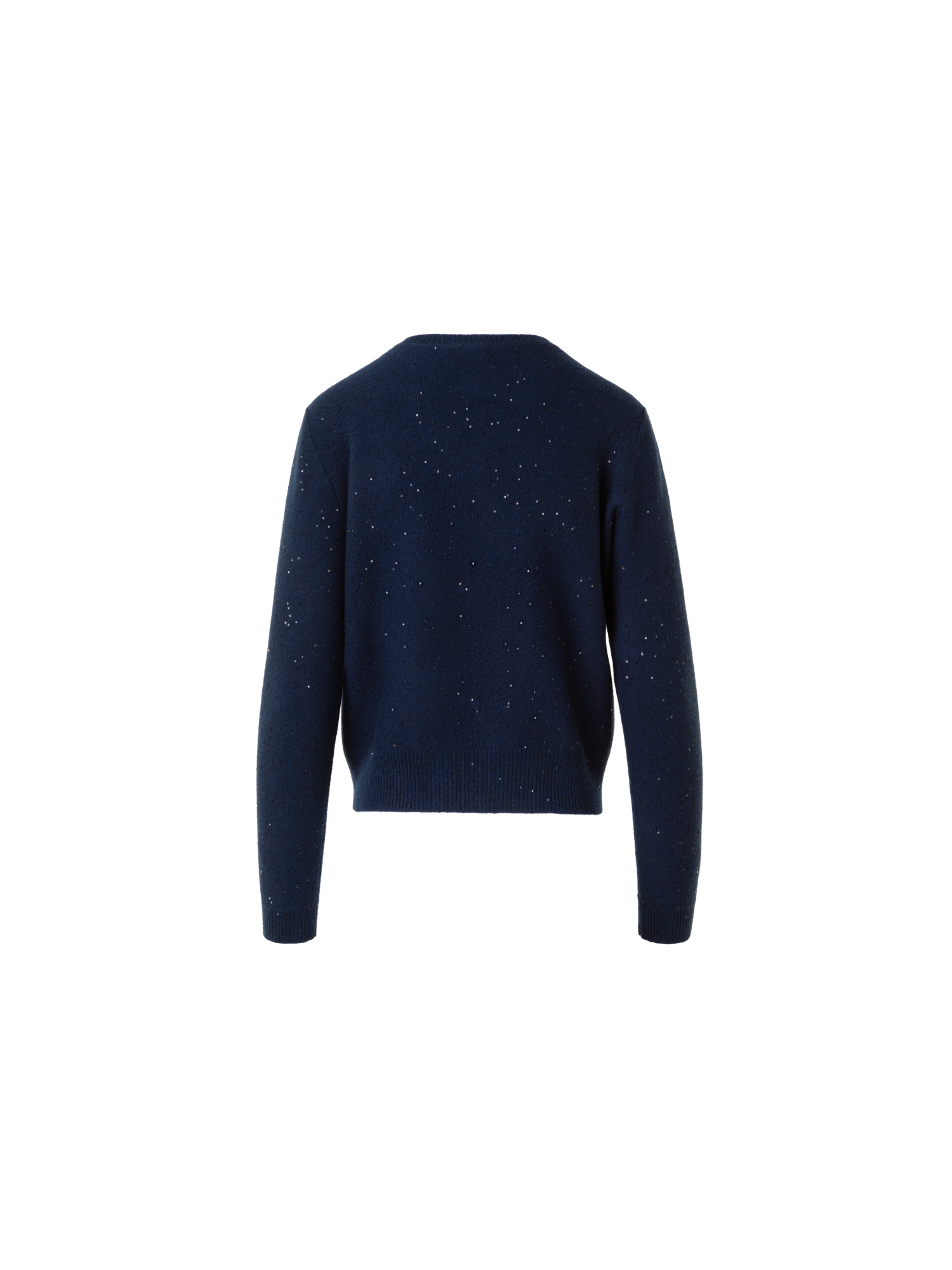 Designer Wolle Kaschmir Pailletten Strick Cardigan - Dunkelblau - Blau