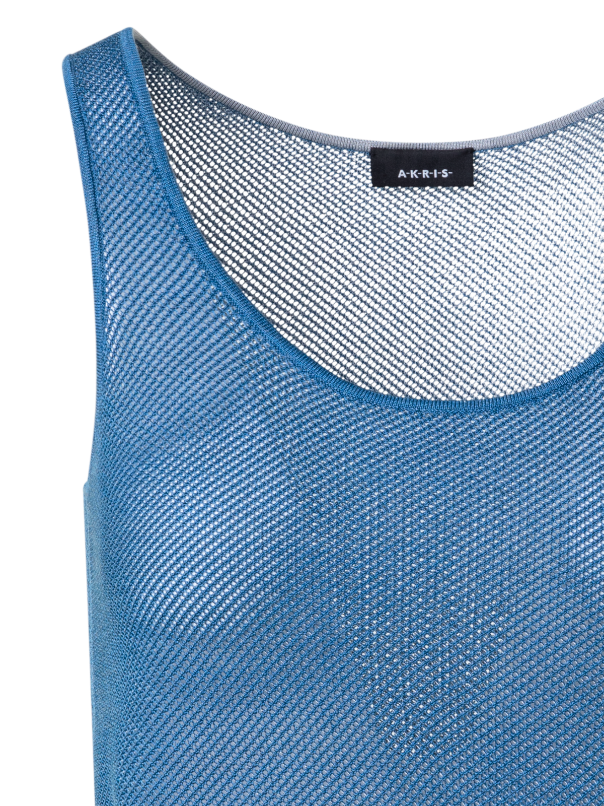 Designer Tanktop aus Seiden-Mesh-Strick - Blau