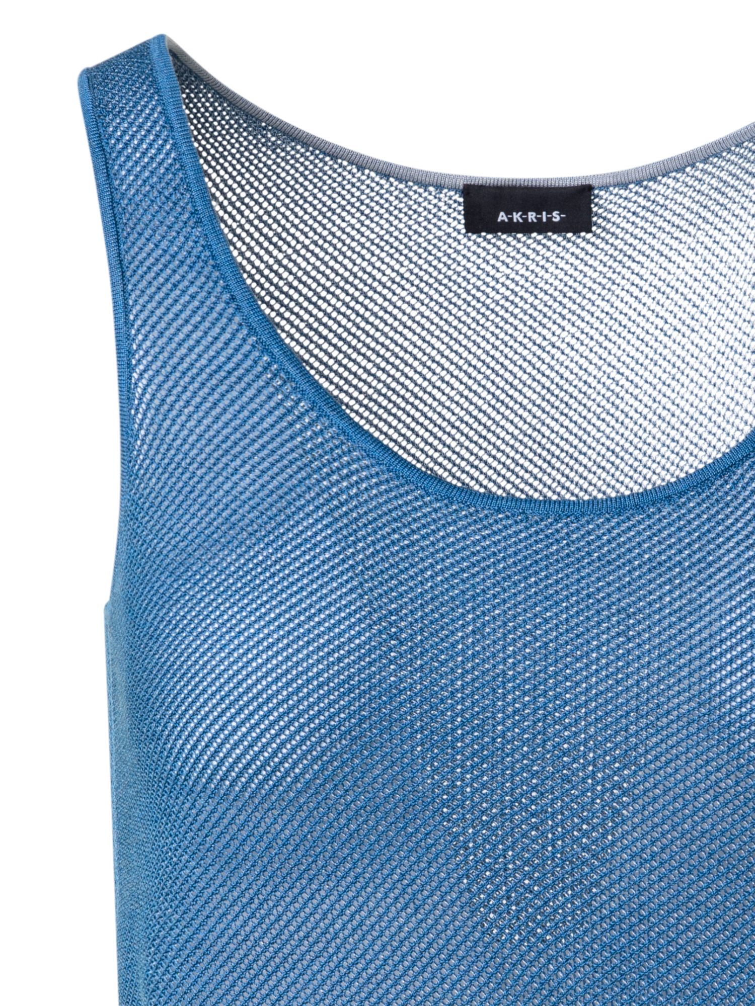 Designer Tanktop aus Seiden-Mesh-Strick - Blau