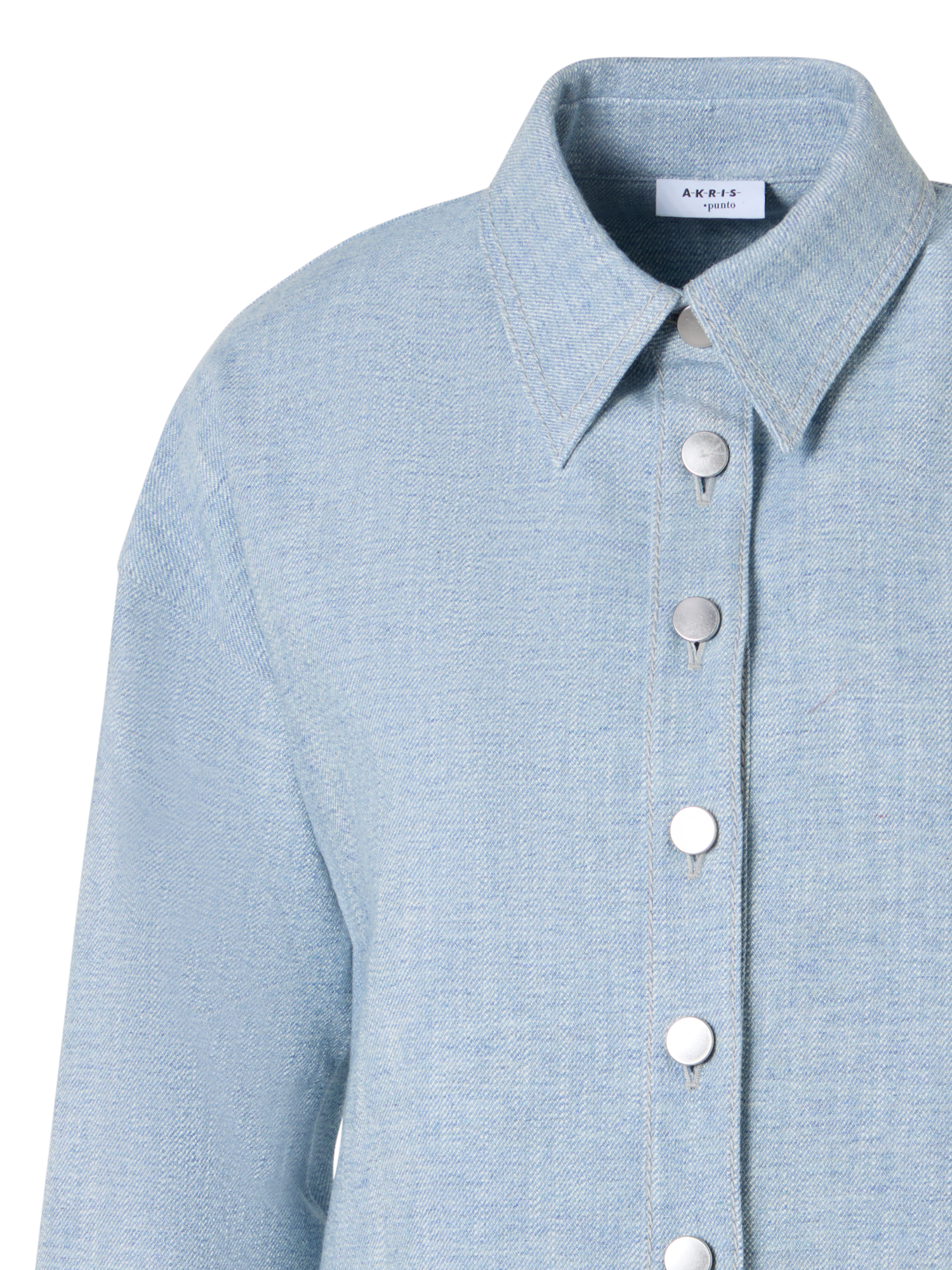 Designer Verkürzte Hemdbluse aus Winter-Denim - Blau