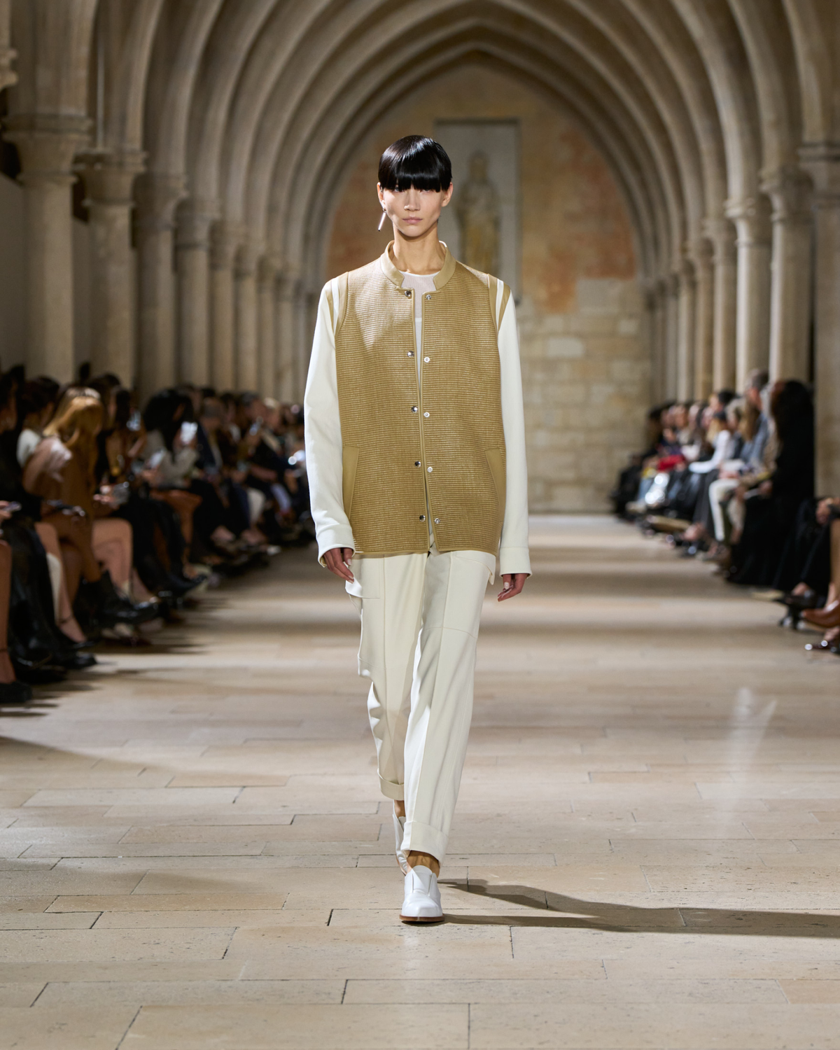 Designer Jacke aus Baumwoll-Raffia und Leder - Bunt - Beige #editorial