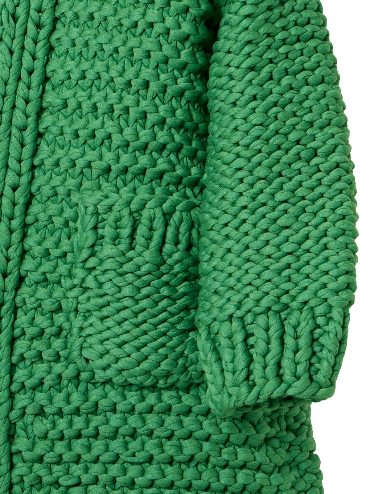 Designer Strukturierter Handstrick-Mantel mit Kapuze - Grün