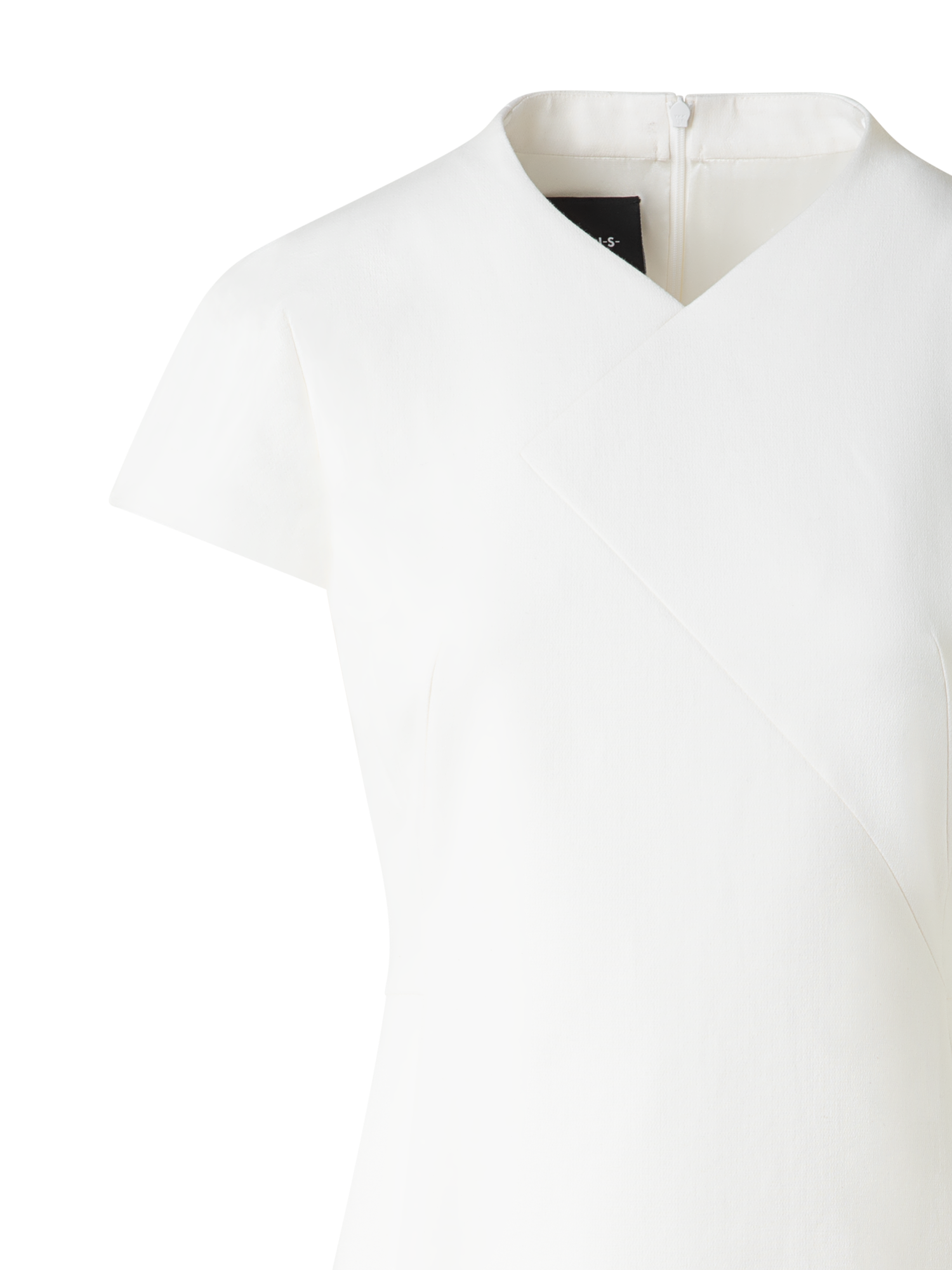 Designer Doubleface Etuikleid aus Baumwollseide - Ecru - Weiss