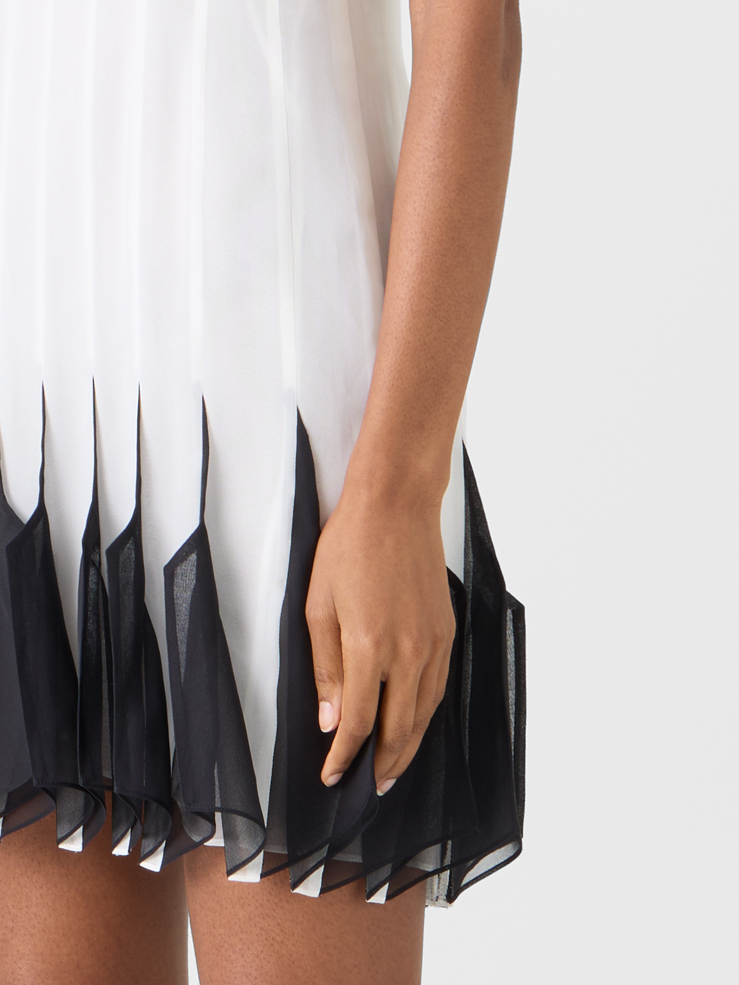 Designer Midikleid aus Seide mit High-Plains-Einsätzen - Ecru