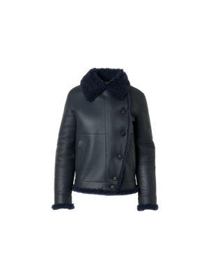 Designer Oversize Lammfell Jacke in Curly Merinillo - Schwarz