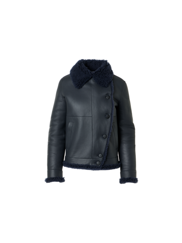 Designer Oversize Lammfell Jacke in Curly Merinillo - Schwarz