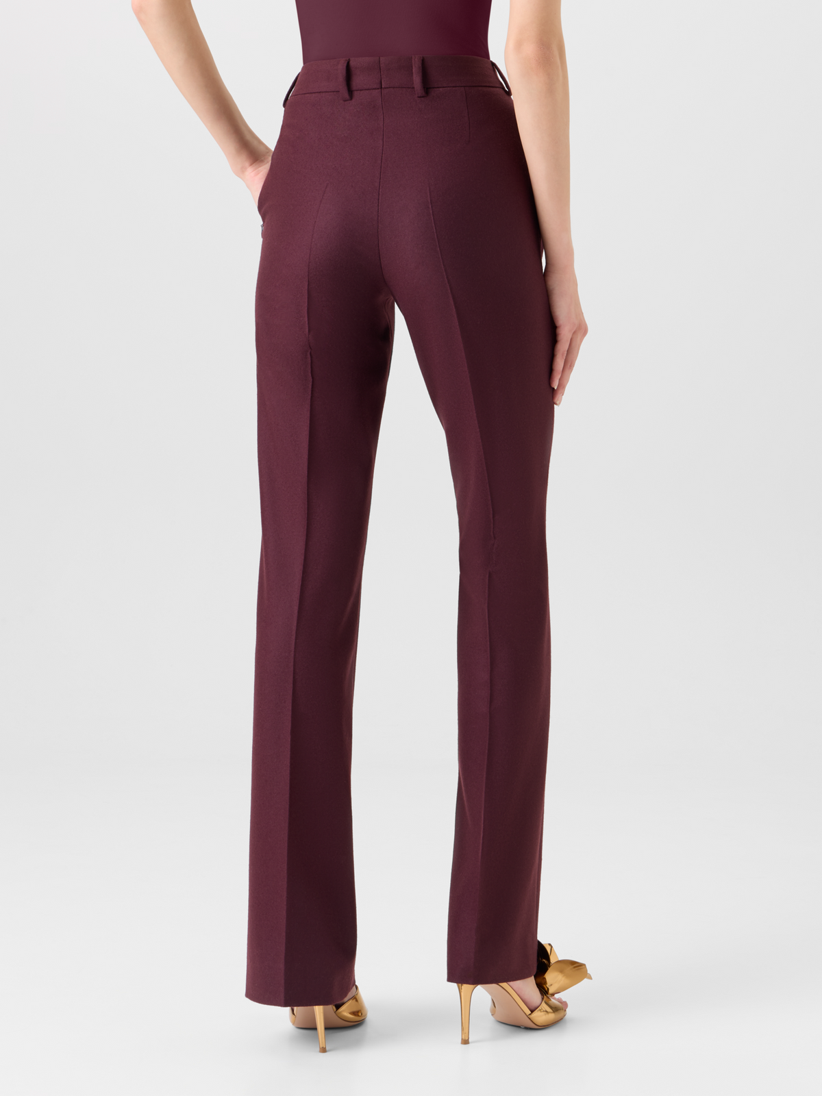 Designer Bootcut Hose aus Woll-Stretch-Flanell - Rot #editorial