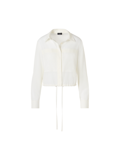Designer Blousonhemd aus Baumwollvoile - Ecru