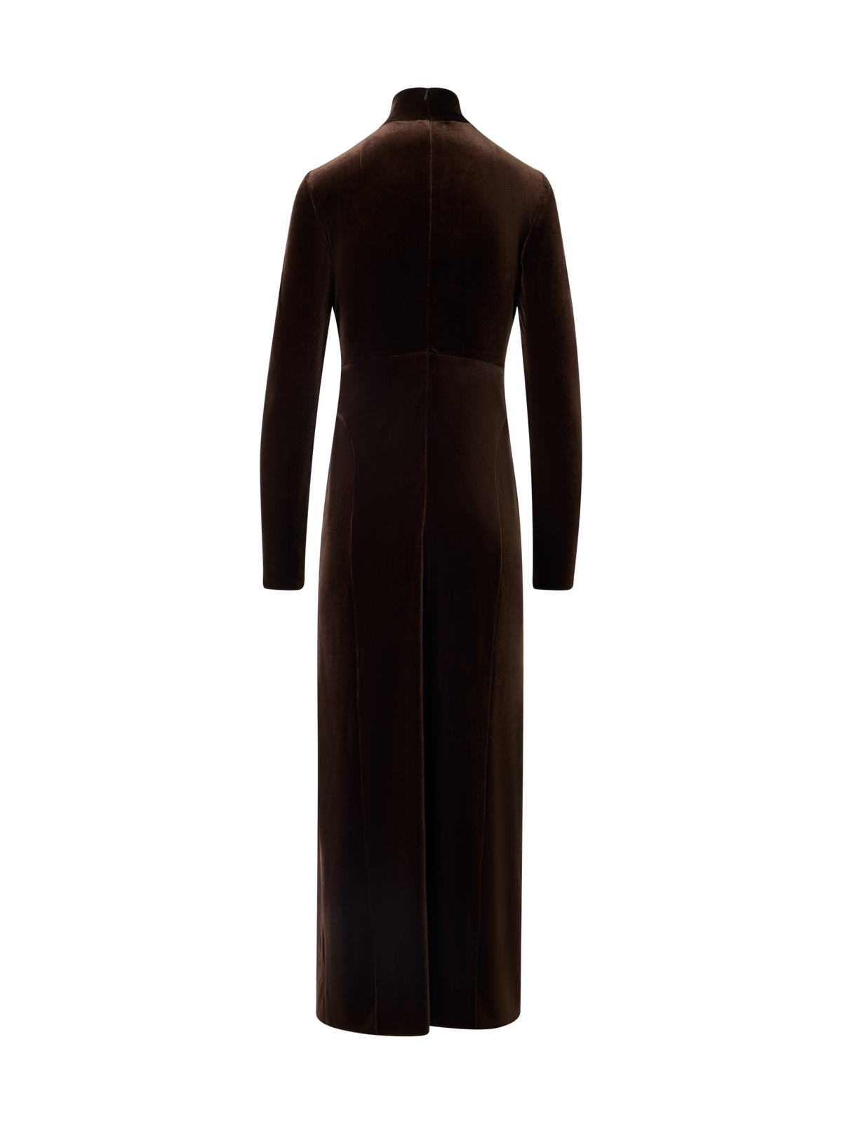 Designer Tailliertes Maxikleid aus Techno-Stretch-Samt - Braun