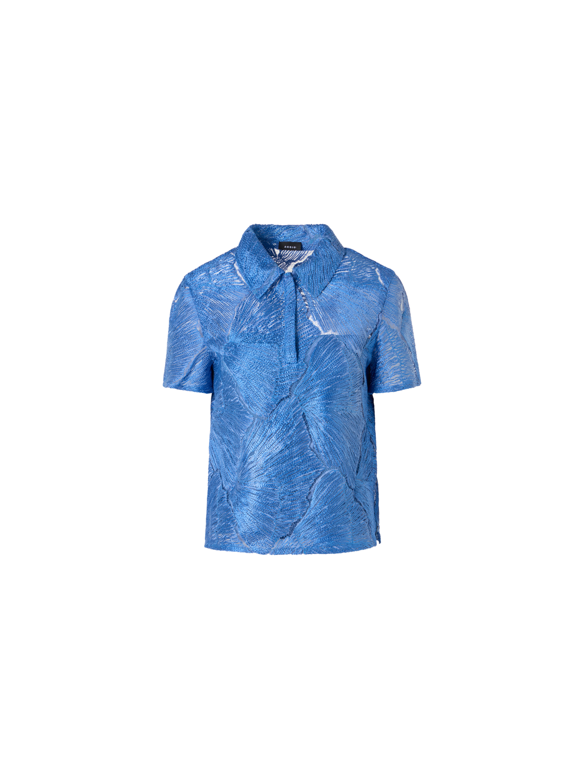 Designer Polobluse aus lackierter Fächerspitze - Blau