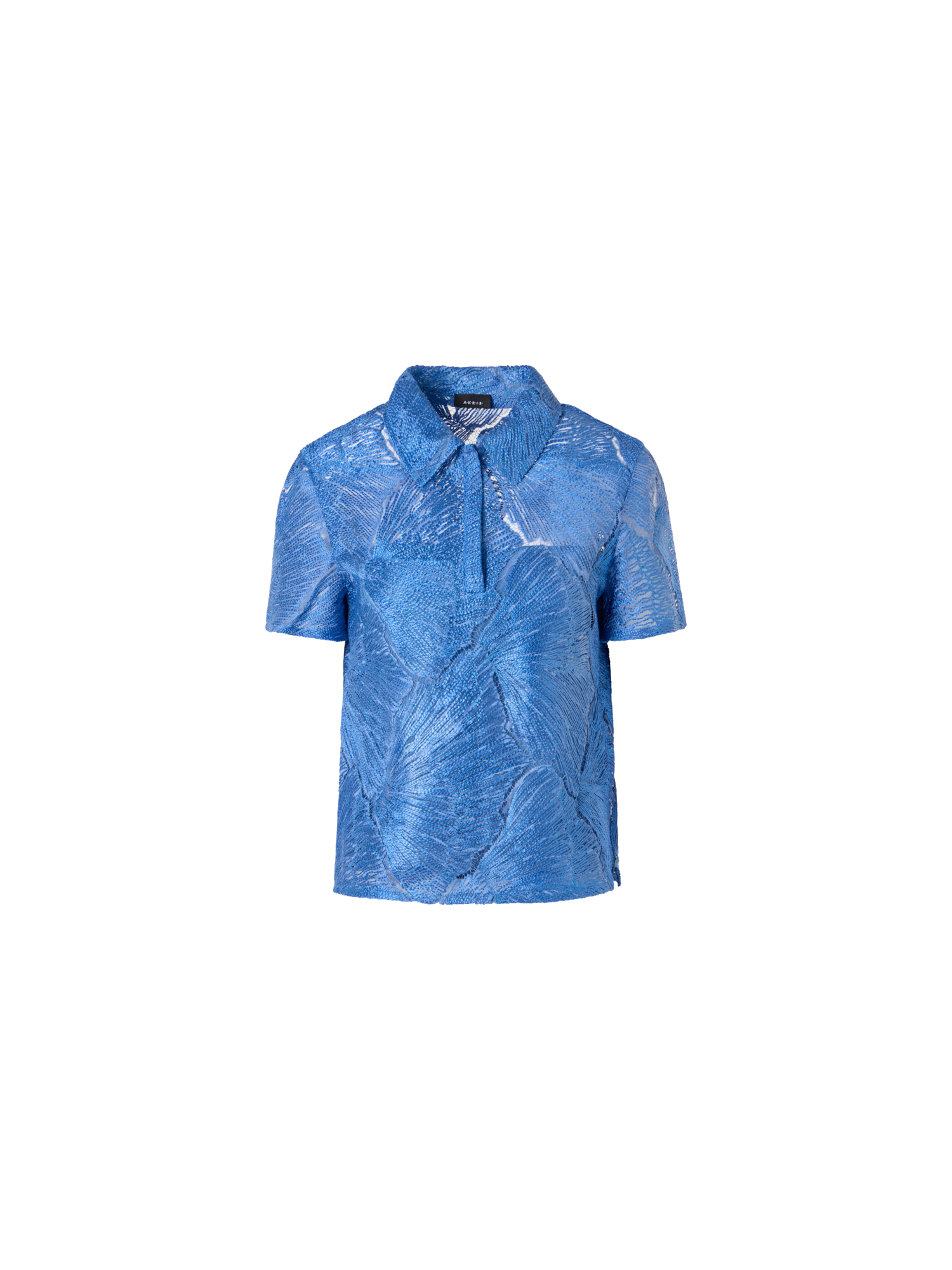 Designer Polobluse aus lackierter Fächerspitze - Blau