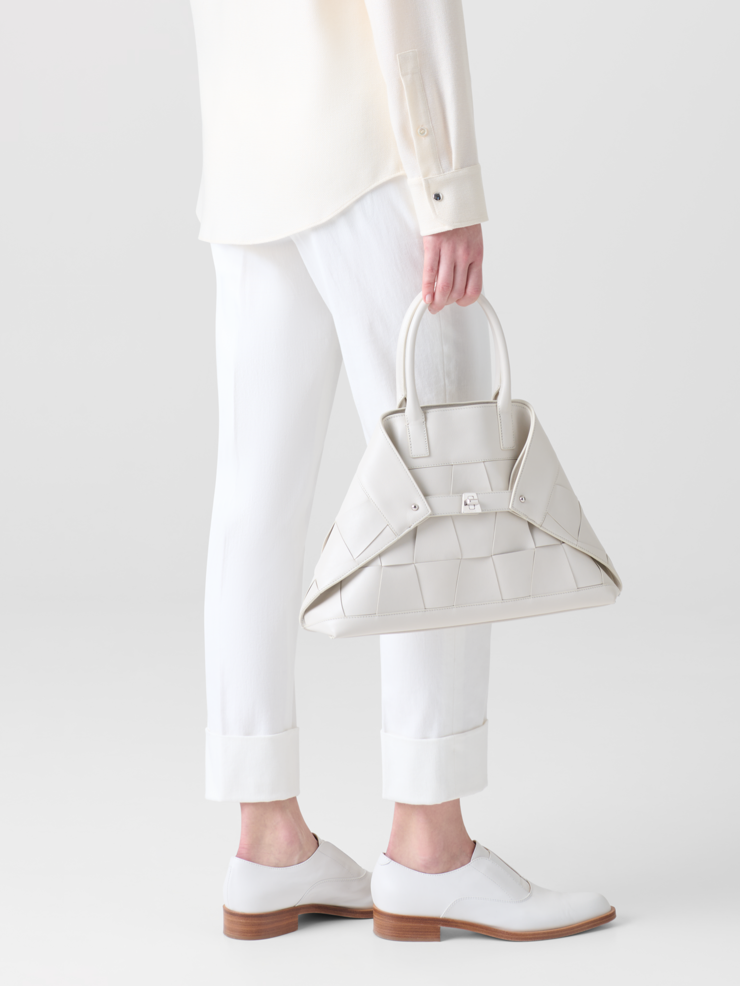 Designer Tapered Hose aus Baumwoll-Denim - Ecru - Weiss